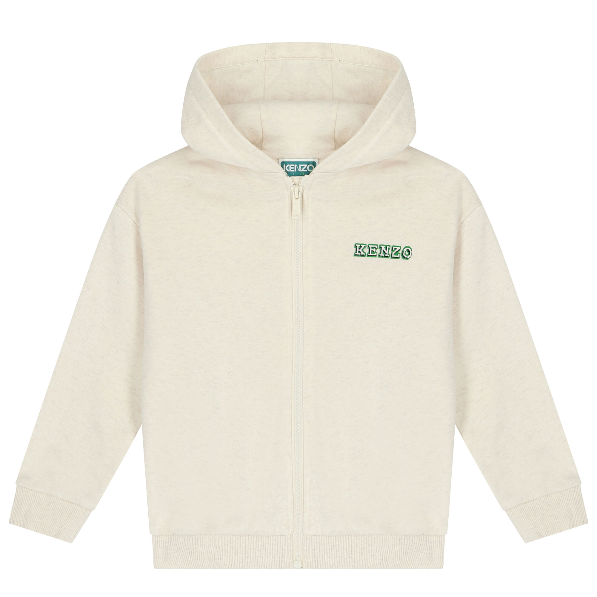KENZO KIDS Boys Ivory Logo Hooded Zip Up Top Junior Couture